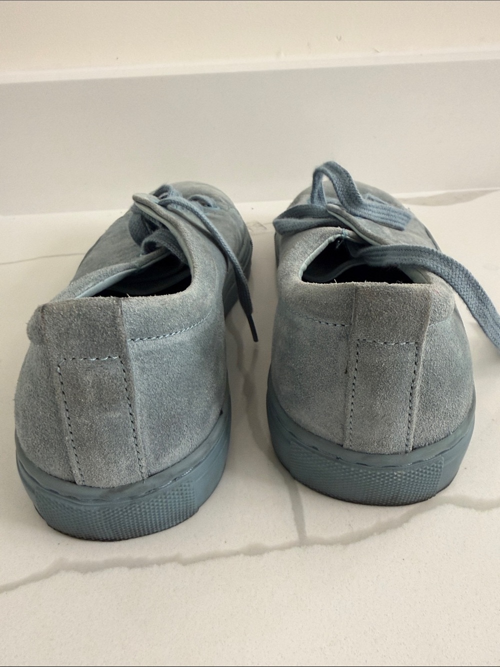 Sandro Women's Casual Suede Lace-Up Sneakers in Dusty Blue - Picture 6 of 7